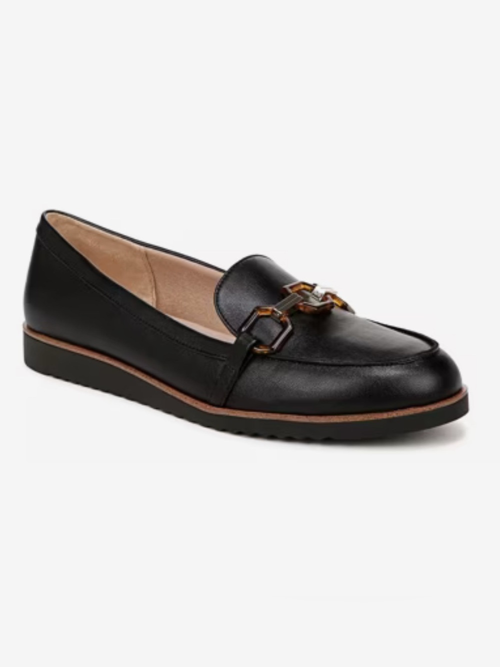 NWOT Life Stride Black  Loafer with Tortoiseshell Chain Accent SZ 7.5